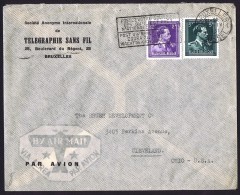 1951  Col Ouvert, V Et Couronne Lettre Avion Pour Les USA  COB 696,693 - 1936-1957 Collo Aperto