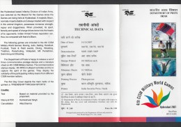 INDIA, 2007, 4th CISM (International Military Sports Council), Military World Games,Vertical Setenant, Folder - Brieven En Documenten