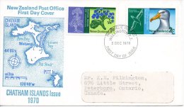 NOUVELLE-ZELANDE. N°525-6 Sur Enveloppe 1er Jour De 1970. Albatros/Fleur. - Marine Web-footed Birds