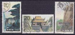 China Chine 1995 Mi. 2652-53, 2655 Jiuhua-Berge Meditationsstätte, Kostbare Halle Des Sterblichen Körpers & Felsblock - Usados