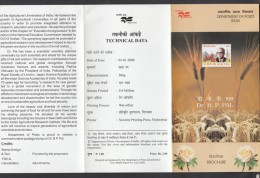 INDIA, 2008, Dr B P Pal, Birth Centenary, (Agricultural Scientist),  Science, Rose, Wheat,Folder - Briefe U. Dokumente