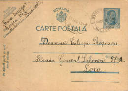Romania-Postal Stationery Postcard Circulated In 1941- King Carol II, 4 Lei  Blue - Lettres & Documents