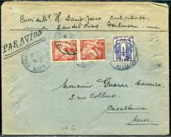 FRANCE - IRIS - N° 652 (2) + 673 / LETTRE AVION, OBL. TOULOUSE LE 5/3/1945, POUR CASABLANCA - TB - 1939-44 Iris