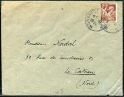 FRANCE - IRIS - N° 653 / LETTRE DE WORMHOUDT LE 28/3/1945, POUR LE CATEAU - TB - 1939-44 Iris