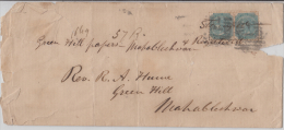 East India QV 4Ax2 On Registered Cover Ahmedabad To Mahableshwar # 81028 - 1858-79 Compagnie Des Indes & Gouvernement De La Reine