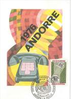 CM Andorre - 1976 - Centenaire De La Première Liaison Téléphonique - Maximumkaarten