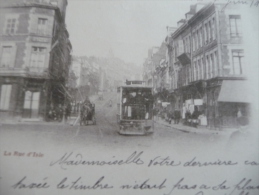 Rare CPA Précurseur 1900 Saint Quentin. La Rue D´Isle.Tramway, Commerce - Saint Quentin