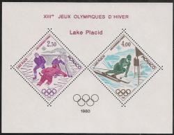 MONACO - 1980-TEMA " JUEGOS OLIMPICOS INVIERNO - LAKE PLACID".-BLOC SPECIAUX SUR PAPIER GOMMÉ LUXE -DENTELÉ - Invierno 1980: Lake Placid