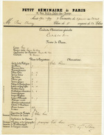 Notes De Classe Bulletin Relevé Petit Séminaire De Paris 19 Rue Notre Dame Des Champs 1904-1905 - Diploma's En Schoolrapporten