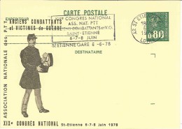 Anciens Combattants Et Victimes De Guerre - Saint Etienne - 1978 - Overprinter Postcards (before 1995)