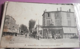 93 - ROMAINVILLE -  PLACE CARNOT ET AVENUE BRAZZA -  CAFE - CPA ECRITE EN 1915 - Romainville