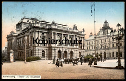 ALTE POSTKARTE REICHENBERG THEATER UND HAUPTPOST LIBEREC Böhmen Romani Sudeten Tschechien Ceska Republika Théatre Cpa AK - Sudeten