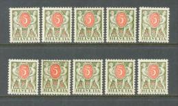 1924 - 1934 SWITZERLAND POSTAGE DUE 10x Stamps MICHEL: P42 MNH ** - Ongebruikt