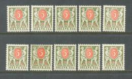 1924 - 1934 SWITZERLAND POSTAGE DUE 10x Stamps MICHEL: P42 MNH ** - Nuovi