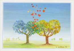 PGR-75-G :R. CORBEAUX: ## Verstrengeling ## : ART,PAINTING,BOMEN,ARBRES ,TREES,HART,COEUR, - Postogram