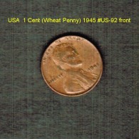 U.S.A.   1  CENT (WHEAT PENNY)  1945  (KM # A132) (US-92) - 1909-1958: Lincoln, Wheat Ears Reverse