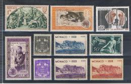 MONACO - LOT DE 10 TIMBRES NEUFS SANS GOMME OU AVEC TRACE DE CHARNIERE - Collections, Lots & Séries