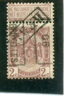 1905 - BELGIQUE - BRUXELLES - 2c - Bandelette Au-dessus + Cachet REBUT - Roller Precancels 1900-09