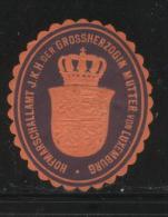 LUKSEMBOURG HOFMARSCHALLAMT J.K.H. DER GROSSHERZOGIN MUTTER VON LUXEMBURG SIEGLEMARKEN SEALING LABEL ROYAL MOTHER - Abarten & Kuriositäten