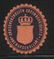 LUKSEMBOURG GROSSHERZOGLICH LUXEMBOURGISCHES HOFMARSCHALLAMT SIEGLEMARKEN SEALING LABEL GRAND DUCHY MARSHALLS OFFICE - Plaatfouten & Curiosa