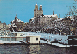 Suisse,helvetia,swiss,schweiz,svizzera,switzerland ,zurich ,IL YA 40 ANS,église,port,neige,hiver - Zürich