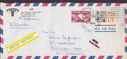United States ZDF West German Television SPECIAL DELIVERY Eilboten Label WASHINGTON 1967 Cover Brief To DILLINGEN - Saar - Express & Recommandés