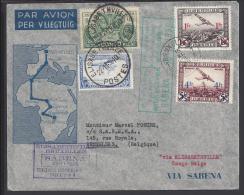BELGIQUE - 1935 -  VOL DE LA SABENA  BELGIQUE CONGO-BELGE VIA ELISABETHVILLE - - Storia Postale