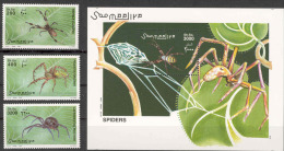 Somalia 2002 Spiders Set And Souvenir Sheet MNH; Michel # 991-93, Block 98 - Somalia (1960-...)