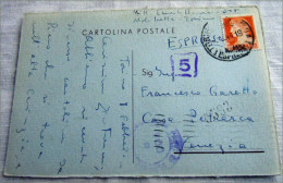 R.S.I ESPRESSO TORINO VENEZIA SU CARTOLINA POSTALE 1944 LIRE 1,25 - Poste Exprèsse