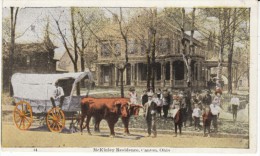 Canton OH Ohio, President McKinley Residence, Ezra Meeker Wagon, Mrs. McKinley Memorial On Back, C1900s Vintage Postcard - Other & Unclassified