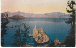 Crater Lake OR Oregon, Volcanic Lake, DPO-1 Closed Post Office Postmark Cancel, C1920s Vintage Postcard - USA National Parks