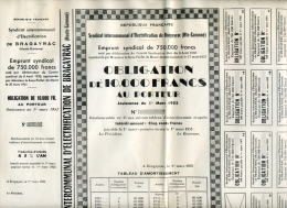 Action,  Oblgation, Syndicat électrification, Bragayrac, Muret, Hte Garonne, 31, 15 Coupons - Agriculture