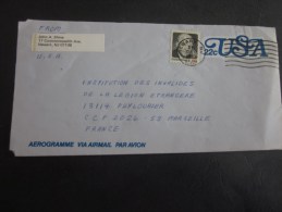 USA États-Unis D´Amérique Aérogramme Via Air Mail Par Avion Institution Des Invalides De La Légion étrangère PUYLOUBIER - Covers & Documents