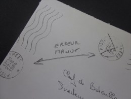 Lettre Curiosité Erreur De Manutention Dans La Confection Du Cachet à Date La Date Du Jour Supposé étant Le 27 Août 1984 - Lettres & Documents