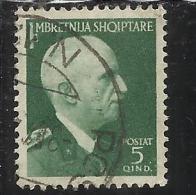 ALBANIA 1939 - 1940 5 Q TIMBRATO USED - Occup. Tedesca: Albania