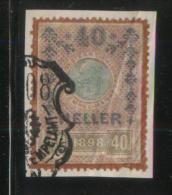 AUSTRIA KAISER FRANZ JOZEF I 1898 40 HELLER 40H BLUE-GREEN & ORANGE-BROWN GENERAL DUTY REVENUE BAREFOOT 418A STEMPELMARK - Fiscale Zegels