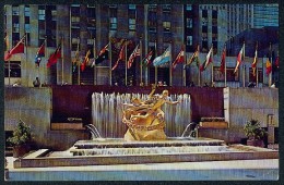 Prometheus Statue, Plaza Of Rockefeller Center, New York City ----- Postcard Traveled - Andere Monumenten & Gebouwen
