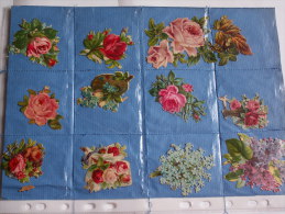 ""   LOT  DE  12  DECOUPIS GAUFRES  //   TAILLE  MOYENNE  --     FLEURS  //  PAGE  21 X 30  "" - Flowers