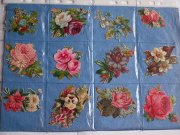 ""   LOT  DE  12  DECOUPIS GAUFRES  //   TAILLE  MOYENNE  --     FLEURS  //  PAGE  21 X 30  "" - Blumen