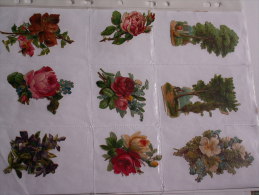 ""   LOT  DE  9  DECOUPIS GAUFRES  //  TAILLE  MOYENNE  --     FLEURS  //  PAGE  21 X 30  "" - Flowers