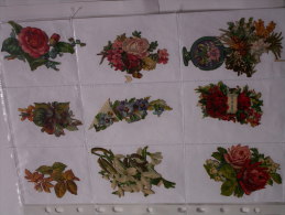 ""   LOT  DE  9  DECOUPIS GAUFRES  //  TAILLE  MOYENNE  --     FLEURS  //  PAGE  21 X 30  "" - Fleurs