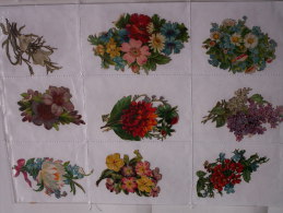 ""   LOT  DE  9  DECOUPIS  GAUFRES  //  TAILLE  MOYENNE  --     FLEURS  //  PAGE  21 X 30  "" - Flowers