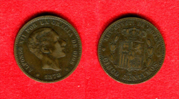 ESPAGNE - ESPAÑA - SPAIN  -  ALFONSO XII  - 5 CENTIMOS 1878 - Andere & Zonder Classificatie