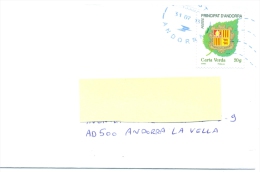 Andorre Français French Andorra Lettre Circulée D´Andorre à Andorre Carta Verda 31/07/2013 - Brieven En Documenten