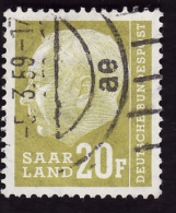 SARRE  1957 -  Y&T  399 -  Heuss 20f  -  Oblitéré - Cote 2.75e - Gebraucht