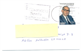 Spanish Andorra Andorre Correos Espana Salvador Espriu Lettre Circulée D´Andorre à Andorre 01/08/2013 - Cartas & Documentos