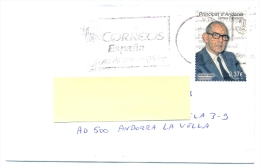 Spanish Andorra Andorre Correos Espana Salvador Espriu Lettre Circulée D´Andorre à Andorre 01/08/2013 - Cartas & Documentos