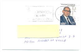 Spanish Andorra Andorre Correos Espana Salvador Espriu Lettre Circulée D´Andorre à Andorre 01/08/2013 - Lettres & Documents