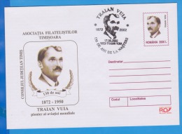 Traian Vuia, Engineer, Aviator, Freemasonery ROMANIA Postal Stationery 2002 - Franc-Maçonnerie