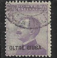 OLTRE GIUBA 1925 SOPRASTAMPATO D´ITALIA ITALY OVERPRINTED 50 CENT. TIMBRATO USED OBLITERE' - Oltre Giuba